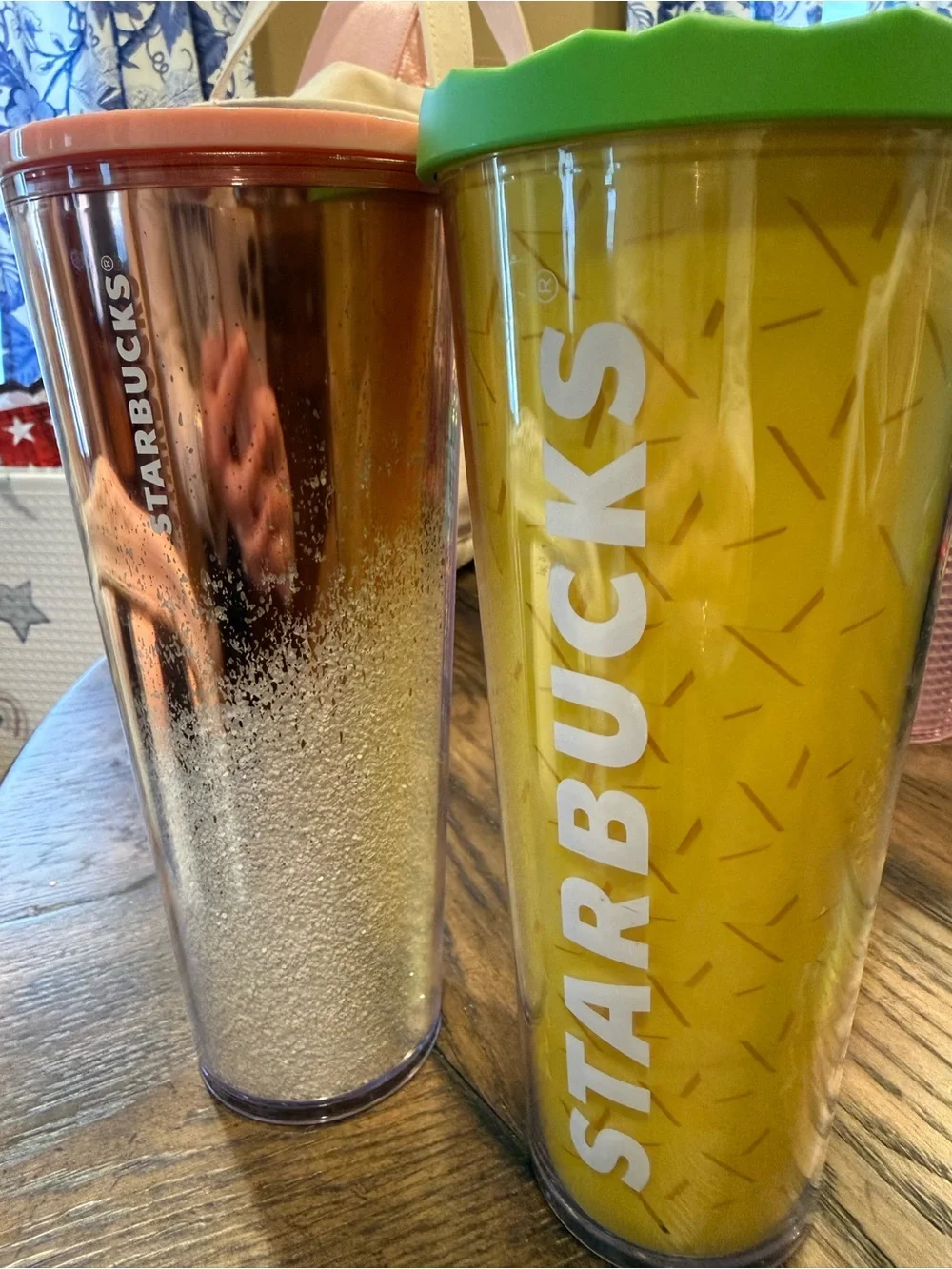Starbucks Iridescent Pink, Orange, Purple & Gold Cold Tumbler Set